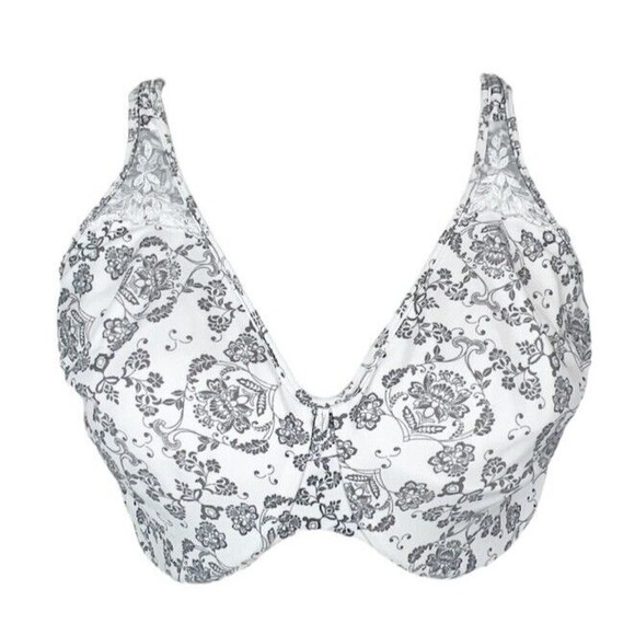 Bali Other - Bali Bra Women 38DD Black White Floral Print Wired Unpadded